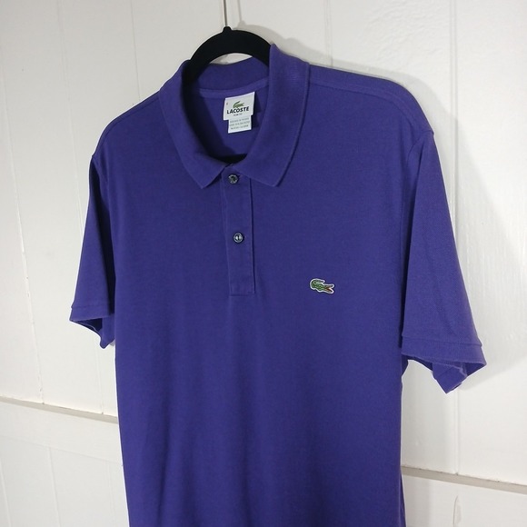 Lacoste Shirt Slim Fit Croc Logo Polo Men's Purple Men's 6 Cotton Mesh Knit SS - Picture 4 of 11
